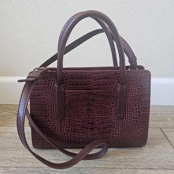 Radley London Croc Embossed Liverpool Multiway Grab Bag Oxblood Red - Picture 2 of 16